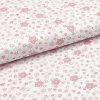 Bavlnené plátno P0674 biele, ružový kvetinový motív, š.140 Bavlnené plátno P0674 biele, ružový kvetinový motív, š.140