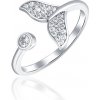 JVD SVLR0637XE9BI Nastaviteľný strieborný prsteň morská plutva so zirkónmi