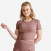 DOMYOS Dámsky crop top na kardio fitness hnedé M DOMYOS Dámsky crop top na kardio fitness hnedé M