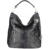 MADE IN ITALY Kožená kabelka potlač krokodýl 1311 čierna Čierna MADE IN ITALY Kožená kabelka potlač krokodýl 1311 čierna Čierna