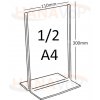 Plexi stojánek T 1/2 A4 na výšku - 1/2 A4 PX-T-V - 300x110mm - 1 ks Plexi stojánek T 1/2 A4 na výšku - 1/2 A4 PX-T-V - 300x110mm - 1 ks