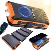 SOLÁRNA POWERBANKA 20000 MAH S 3 PORTAMI, 4 KÁBLE, QI 10W, VEĽKÁ KAPACITA SOLÁRNA POWERBANKA 20000 MAH S 3 PORTAMI, 4 KÁBLE, QI 10W, VEĽKÁ KAPACITA