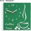 Oranžové hodiny na stenu Coffee Time tmavozelená Oranžové hodiny na stenu Coffee Time tmavozelená