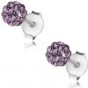 Šperky eshop - Strieborné náušnice 925, fialová trblietavá gulička, Preciosa krištále, 4 mm I39.21 Šperky eshop - Strieborné náušnice 925, fialová trblietavá gulička, Preciosa krištále, 4 mm I39.21