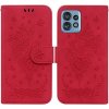 Peňaženkové kožené puzdro Butterfly Rose na Motorola Edge 40 Pro - Červená Peňaženkové kožené puzdro Butterfly Rose na Motorola Edge 40 Pro - Červená