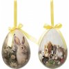 Clayre & Eef 2ks dekorácia závesné vajíčko s zajačikmi Spring Egg - Ø 11*15 cm - Clayre & Eef Clayre & Eef 2ks dekorácia závesné vajíčko s zajačikmi Spring Egg - Ø 11*15 cm - Clayre & Eef