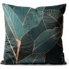 Soovi Home Obliečka na vankúš Tropical Harmony – vzor zelených listov so zlatou kresbou Veľkosť: 45x45 velúr Soovi Home Obliečka na vankúš Tropical Harmony – vzor zelených listov so zlatou kresbou Veľkosť: 45x45 velúr