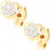 Šperky eshop - Zlaté náušnice 375 - malé ligotavé srdiečko, drobné číre zirkóniky S2GG76.06 Šperky eshop - Zlaté náušnice 375 - malé ligotavé srdiečko, drobné číre zirkóniky S2GG76.06