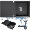 Granitový drez NexaSinks čierny, jednokomorový s odkvapkávačom Granitový drez NexaSinks čierny, jednokomorový s odkvapkávačom