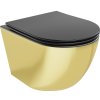 Mexen Lena, závesná toaletná misa 480x360x355 mm s pomaly padajúcim sedátkom, čierna matná - zlatá, 30224076 Mexen Lena, závesná toaletná misa 480x360x355 mm s pomaly padajúcim sedátkom, čierna matná - zlatá, 30224076
