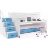 BMS GROUP Dětská patrová postel Max 1 - 3 osoby – bílá - modrá, 80x200 s přistýlkou a matrací BMS GROUP Dětská patrová postel Max 1 - 3 osoby – bílá - modrá, 80x200 s přistýlkou a matrací