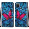 Peňaženkové kožené puzdro na Xiaomi Redmi 9C - Blue Red Butterfly Peňaženkové kožené puzdro na Xiaomi Redmi 9C - Blue Red Butterfly