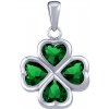 SILVEGO Strieborný prívesok štvorlístok so zelenými Brilliance Zirconia JJJP0085P