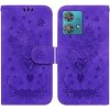 Peňaženkové kožené puzdro Butterfly Rose na Motorola Edge 40 Neo - Fialová Peňaženkové kožené puzdro Butterfly Rose na Motorola Edge 40 Neo - Fialová