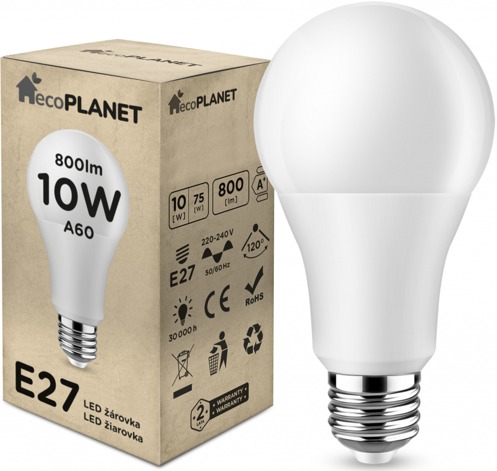 Berge LED žiarovka ecoPLANET E27 10W 800Lm neutrálna biela