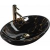 Rea Pamela Black Marble Shiny, umývadlo na dosku 530x330x150 mm, čierna lesklá-vzor black marble, REA-U5067 Rea Pamela Black Marble Shiny, umývadlo na dosku 530x330x150 mm, čierna lesklá-vzor black marble, REA-U5067