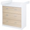 Biela/v prírodnej farbe vysoká detská komoda v dekore duba s prebaľovacím pultom 89x98 cm Gabriella – Roba