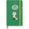 Moleskine Peanuts A5 denný 2026 zelený