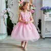 Detské spoločenské šaty s mašľou 110 Veľkosť Ružová