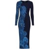 Desigual Dlhé šaty LIMBANI Modrá Desigual Dlhé šaty LIMBANI Modrá