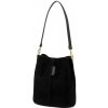 Čierna bucket vaková kabelka z brúsenej kože