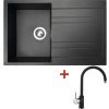 Granitový drez s batériou GRANDE 800 510 x 800 mm granit čierny G7130 + batéria Vitalia GR Granitový drez s batériou GRANDE 800 510 x 800 mm granit čierny G7130 + batéria Vitalia GR