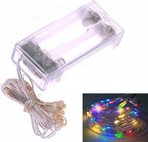 Dampod LED svetelný reťaz drôt 2 m 20 LED farebné 3 V 1,2 W