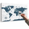 Obraz na korku mapa v modrom prevedení Obraz na korku mapa v modrom prevedení
