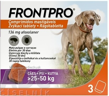 Frontpro 136 mg žuvacie tablety pre psy 25 - 50 kg 1 x 3 ks