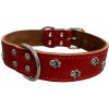HUHUBAMBOO obojok s labkami kožený 45 cm, červený HUHUBAMBOO obojok s labkami kožený 45 cm, červený