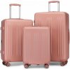 Kono elegantná 3dielna sada ABS a PC kufrov s pruhmi - nude - 36/61/92L Kono elegantná 3dielna sada ABS a PC kufrov s pruhmi - nude - 36/61/92L