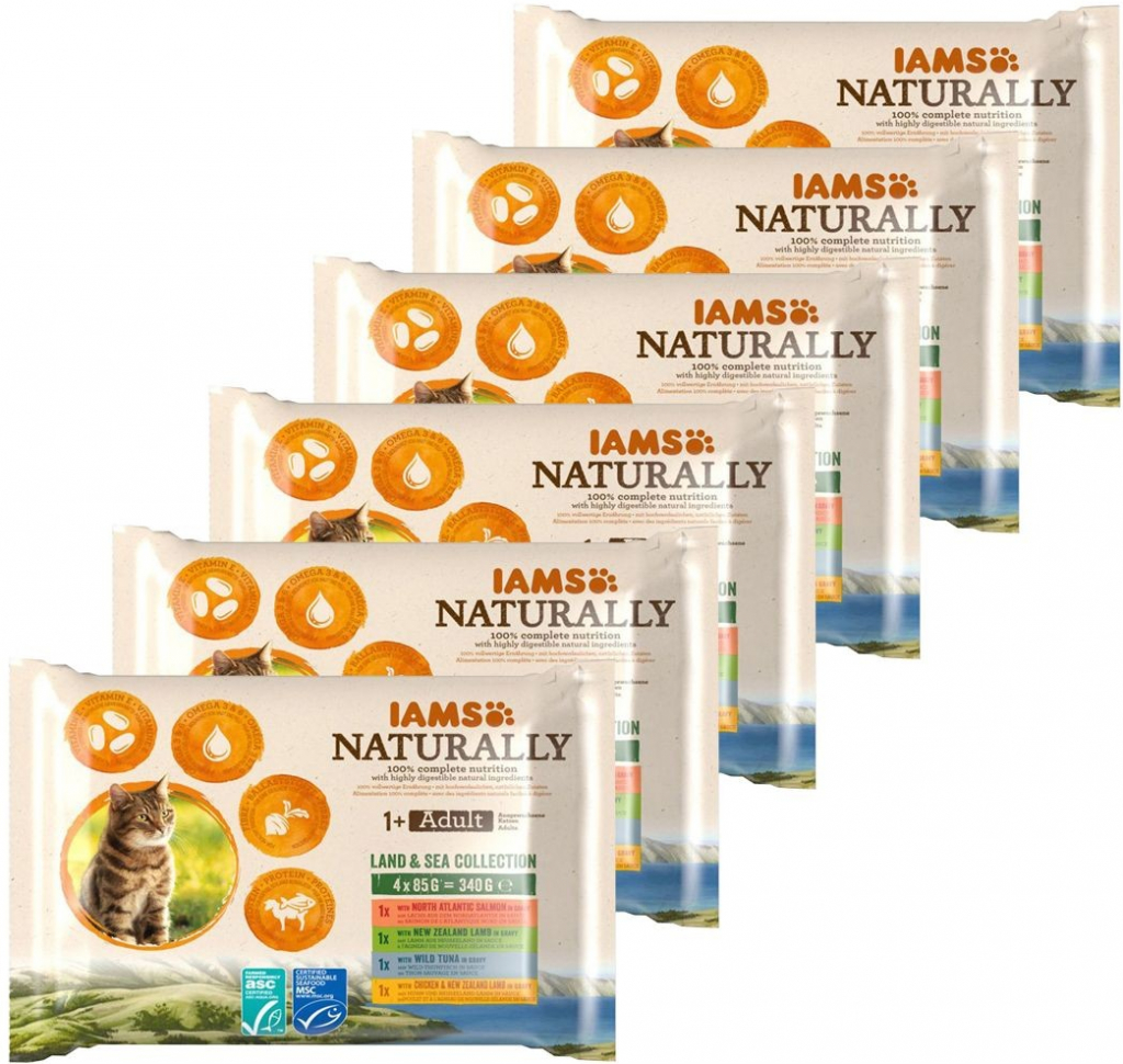 IAMS Naturally Adult Cat Land & Sea Collection 24 x 85 g