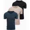 Ombre Set of men's BASIC cotton shirts with round neckline - black/gray/sand modrá M Ombre 5907064569809 Ombre Set of men's BASIC cotton shirts with round neckline - black/gray/sand modrá M Ombre 5907064569809