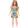 Barbie Modelka 208 šaty s modrými a žlutými květinami