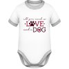 Ringer Body pre Bábätká - Dizajn s motívom - Láska a pes - Biela / Šedivá sivá mix - 12 - 18 mesiacov - Detské Ringer Body pre Bábätká - Dizajn s motívom - Láska a pes - Biela / Šedivá sivá mix - 12 - 18 mesiacov - Detské