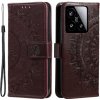 Peňaženkové puzdro Embossing Pattern Flowery Mandala hnedé – Xiaomi 15 Peňaženkové puzdro Embossing Pattern Flowery Mandala hnedé – Xiaomi 15