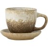 Bloomingville Keramická šálka s podšálkou Brenta Nature 185 ml Bloomingville Keramická šálka s podšálkou Brenta Nature 185 ml