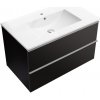 CERANO - Kúpeľňová skrinka pod umývadlo s úchytkou Velora + keramické umývadlo Todo - čierna matná, chrómová úchytka - 79x53x46 cm CERANO - Kúpeľňová skrinka pod umývadlo s úchytkou Velora + keramické umývadlo Todo - čierna matná, chrómová úchytka - 79x53x46 cm