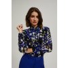Moodo Patterned shirt with frills čierna modrá biela krémová