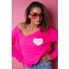 Fashionweek Sveter oversize so srdiečkami NB15203 ružový neón Fashionweek Sveter oversize so srdiečkami NB15203 ružový neón