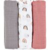 PETITEMARS PETITE&MARS Sada plienok bambusová mušelínová 3ks Moussy Rose Rainbows, 68 x 68 cm PETITEMARS PETITE&MARS Sada plienok bambusová mušelínová 3ks Moussy Rose Rainbows, 68 x 68 cm
