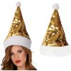 Vánoční čepice Santa flitrovaná zlatá