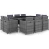 VidaXL 11-dielna súprava záhradného nábytku s poduškami, PE ratan, sivá VidaXL 11-dielna súprava záhradného nábytku s poduškami, PE ratan, sivá