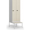 Šatníková skrinka S1 s lavičkou, 2 oddiely, 1875 x 600 x 500/800 mm, demont, mechanický kódový zámok, laminované dvere, breza Šatníková skrinka S1 s lavičkou, 2 oddiely, 1875 x 600 x 500/800 mm, demont, mechanický kódový zámok, laminované dvere, breza