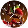 Nástenné sklenené hodiny Čokoládové jahody fi 30 cm Nástenné sklenené hodiny Čokoládové jahody fi 30 cm