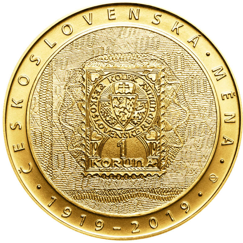 Česká mincovna zlatá minca 10000 Kč Zavedení československé měny 2019 Standard 31,107 g