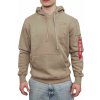 Alpha Industries EMB Hoody pánska mikina vintage sand Farba: hnedá, piesková, Veľkosť: XXL Alpha Industries EMB Hoody pánska mikina vintage sand Farba: hnedá, piesková, Veľkosť: XXL
