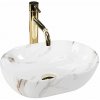 Rea Amelia, umývadlo na dosku 380x260x120mm, imitácia kameňa Shiny Aiax, REA-U9107 Rea Amelia, umývadlo na dosku 380x260x120mm, imitácia kameňa Shiny Aiax, REA-U9107