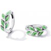 For Silver Náušnice krúžky so zelenými Listy - Striebro 925 For Silver Náušnice krúžky so zelenými Listy - Striebro 925