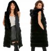 Fashionweek chlpatá dlhá kožušinová vesta s kapucňou Premium KARR02 čierna